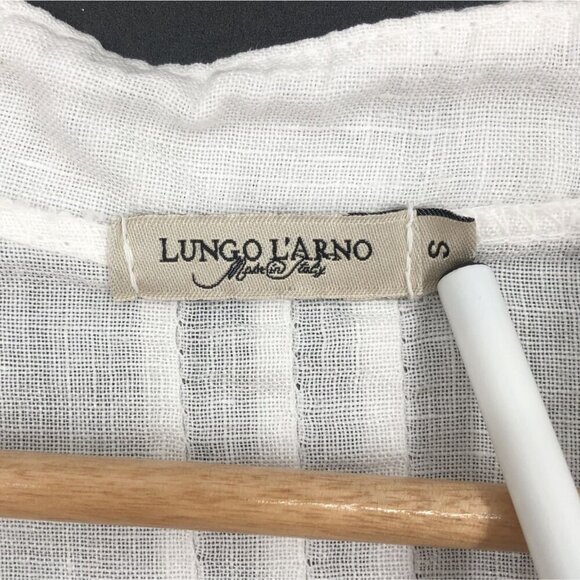 Lungo L'arno Women's Crochet Lace Linen Top S White Coastal Bohemian Lagenlook - Picture 4 of 9